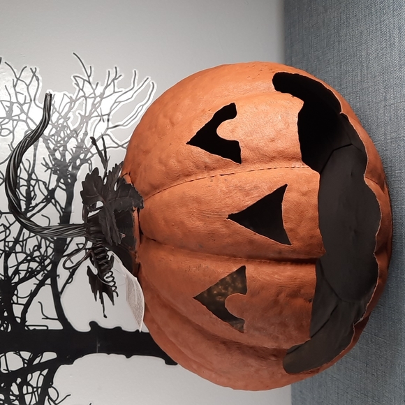 Large Rustic Painted Jack O' Lantern 3D Indoor Outdoor Porch Halloween NWT - Picture 1 of 7